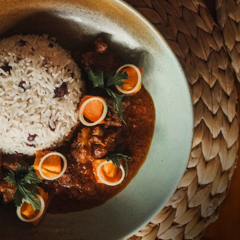 goat curry & RICE & PEAS
